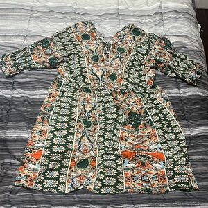 Boho Chic Floral and Paisley Print Dress - Size L